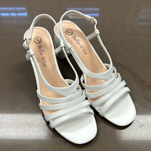 Bella Vita white leather sandals with block heel
